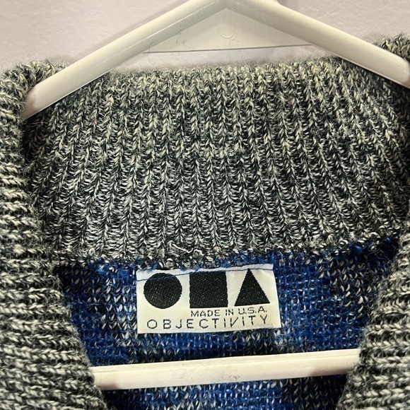 Vintage Objectivity Women’s Blue Grey Chevron Print Knit Sweater - Picture 6 of 11